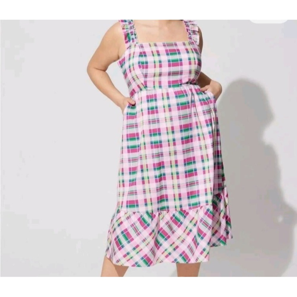 Torrid Mini Poplin Tiered Ruffle Strap Dress Multicolor Size 4 4X 26 NWT